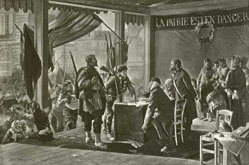 Indskrivningen af frivillige, 1870 (dybtryk) af Alfred Paul Marie Richemont
