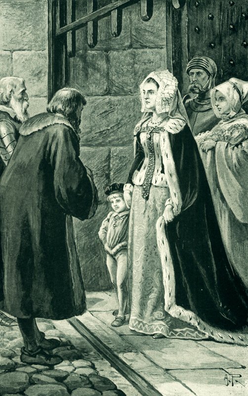 Dronning Margaret, enke efter Jakob IV, trodser de adelige af Alfred Pearse