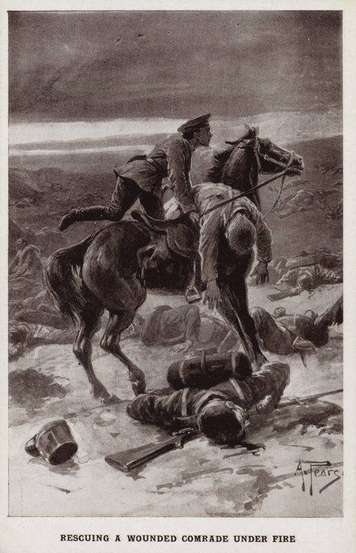 Redning af en såret kammerat under beskydning, Første Verdenskrig af Alfred Pearse