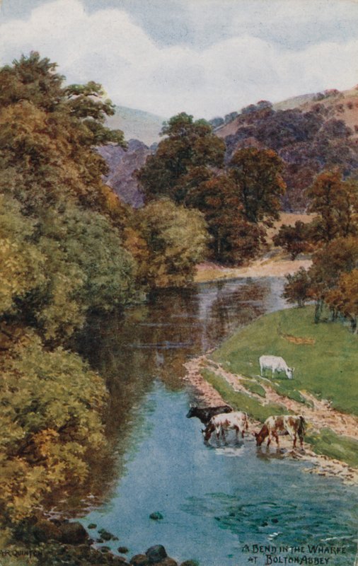 A Bend in the Wharfe ved Bolton Abbey af Alfred Robert Quinton