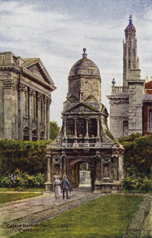 Cambridge: Gate of Honour, Caius College (farve litho) af Alfred Robert Quinton