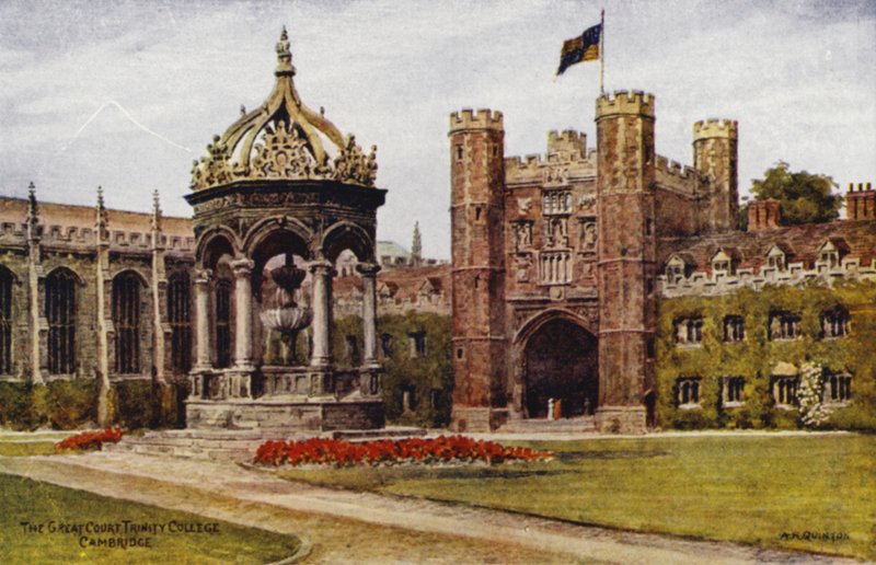 Cambridge: The Great Court, Trinity College (farve litho) af Alfred Robert Quinton