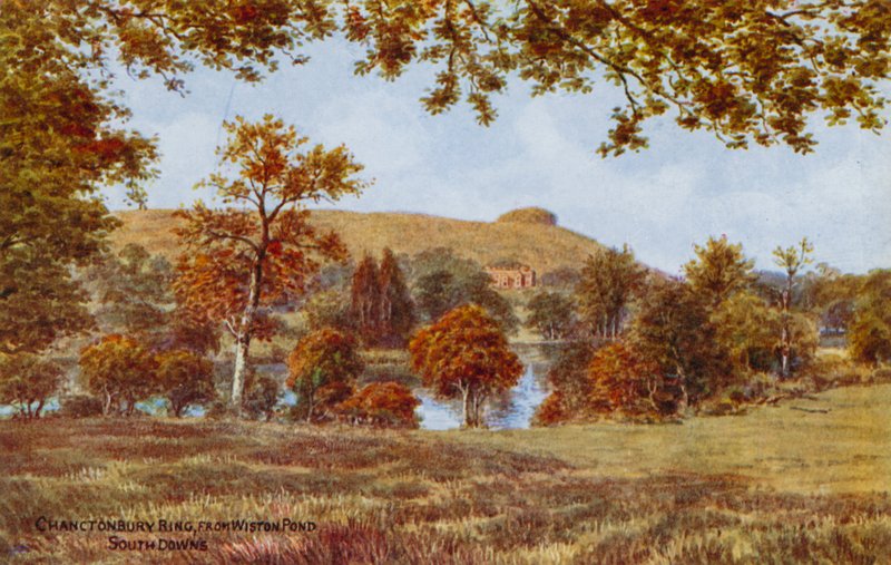 Chanctonbury Ring, fra Wiston Pond, South Downs af Alfred Robert Quinton