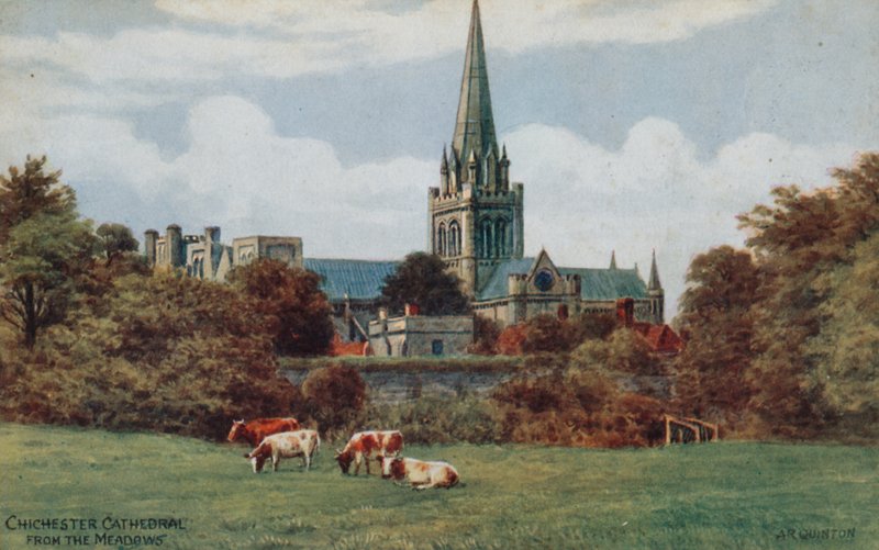 Chichester, Cathedral, fra Meadows af Alfred Robert Quinton