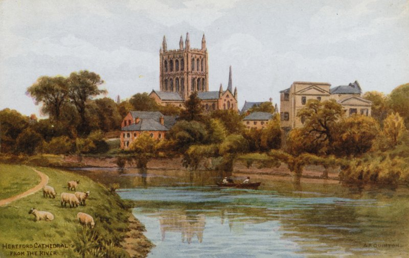 Hereford Cathedral, fra floden af Alfred Robert Quinton