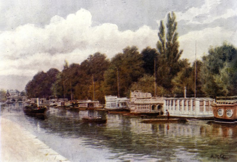 Husbåde ved Folly Bridge, Oxford af Alfred Robert Quinton