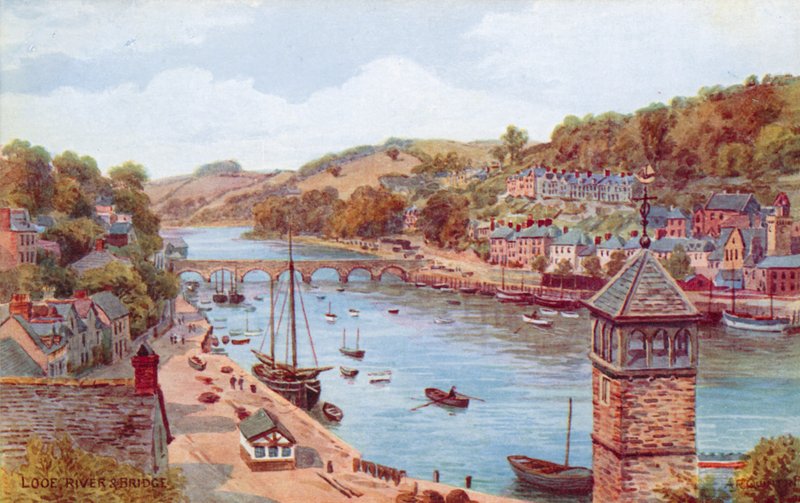 Looe, floden og broen af Alfred Robert Quinton
