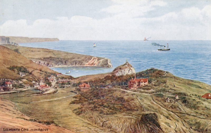 Lulworth Cove, fra oven (farve litho) af Alfred Robert Quinton