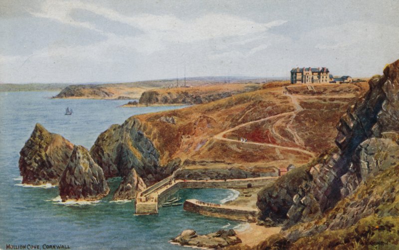 Mullion Cove, Cornwall (farve litho) af Alfred Robert Quinton