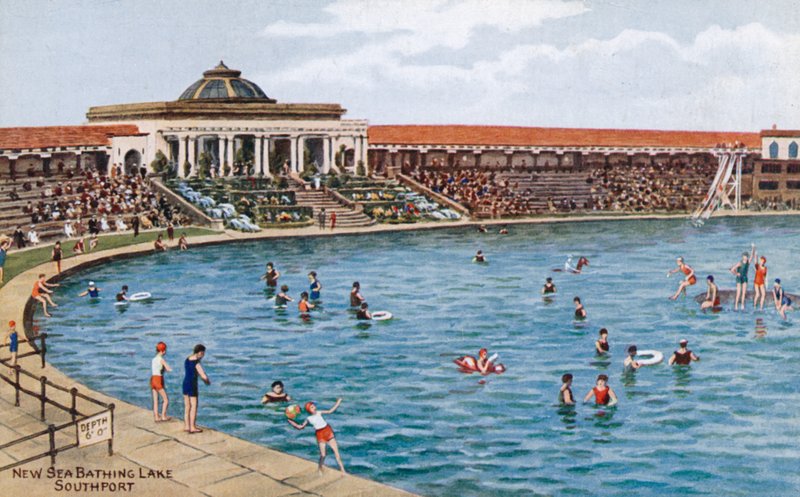 New Sea Bathing Lake, Southport af Alfred Robert Quinton