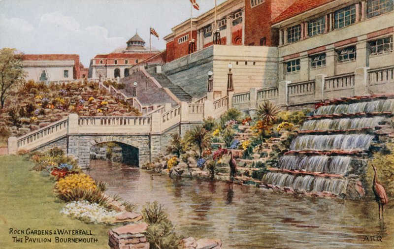Rock Gardens and Waterfall, The Pavilion, Bournemouth af Alfred Robert Quinton