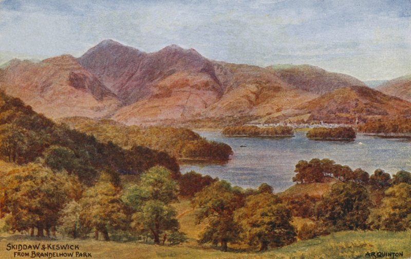 Skiddaw og Keswick fra Brandelhow Park, Lake District af Alfred Robert Quinton