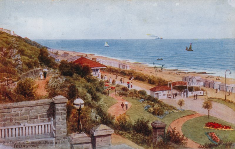 Spa Pavilion Gardens and Beach, Felixstowe af Alfred Robert Quinton