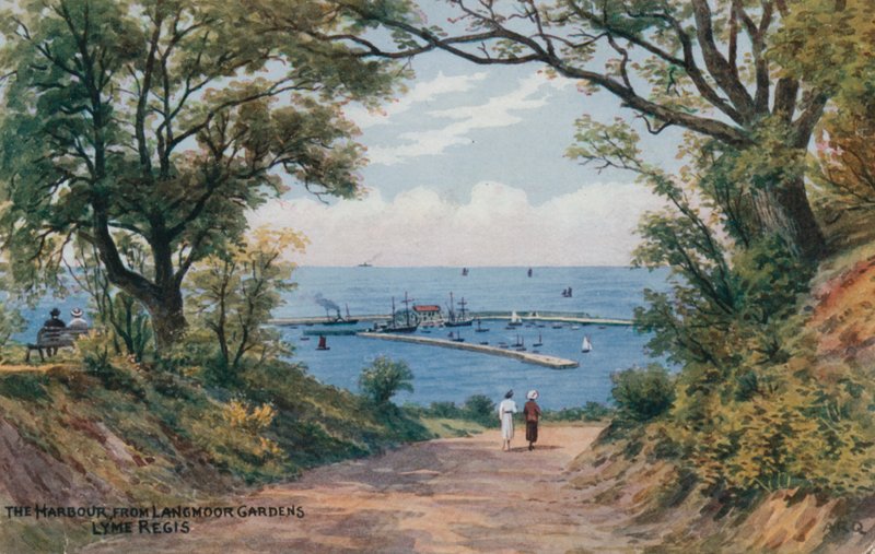Havnen, fra Langmoor Gardens, Lyme Regis af Alfred Robert Quinton