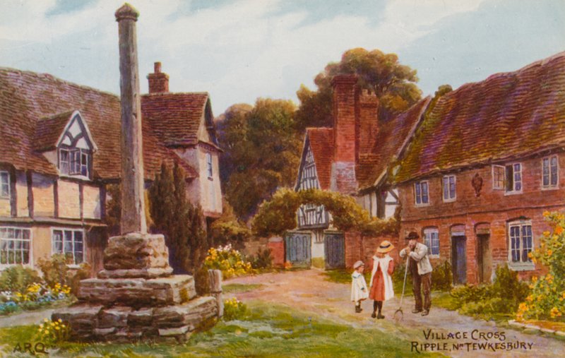 Village Cross, Ripple nær Tewkesbury af Alfred Robert Quinton