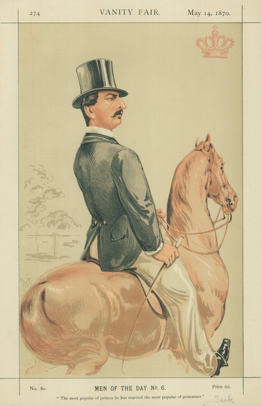 HSH The Duke of Teck, den mest populære af prinser, han har giftet sig med den mest populære af prinsesser, 14. maj 1870, Vanity Fair tegnefilm af Alfred Thompson