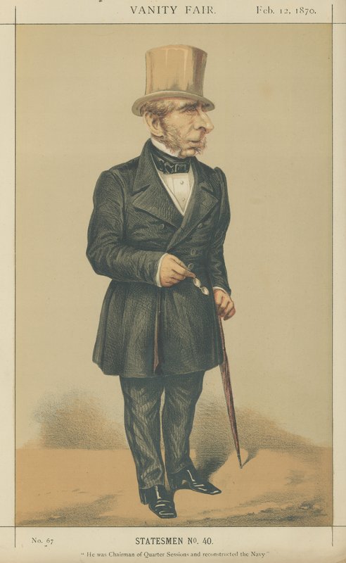 Mr John Somerset Pakington (farve litho) af Alfred Thompson