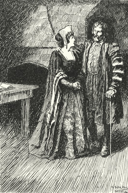 Margaret Roper, ældste datter af Sir Thomas More, besøgte sin far i fængslet, 1535 af Alfred Wallis Mills