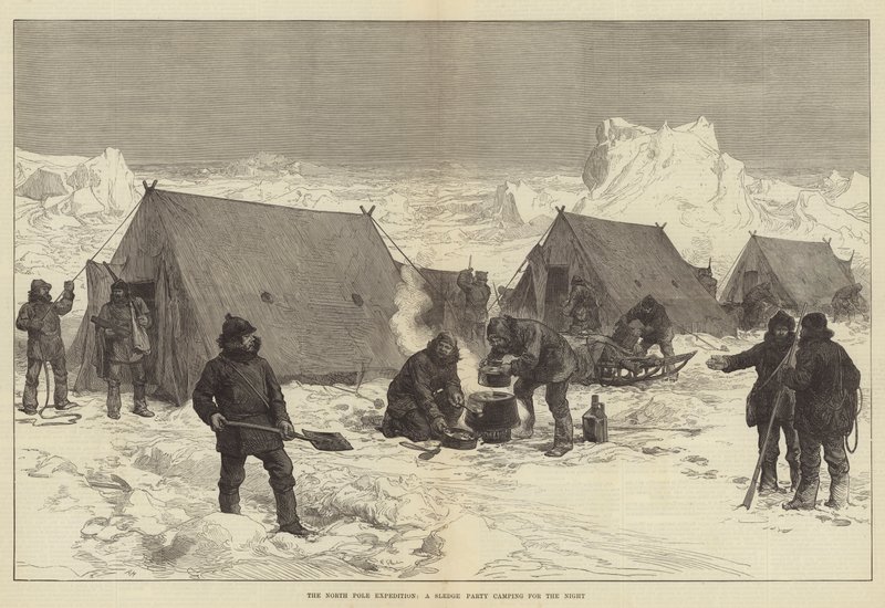 Nordpolsekspeditionen, en slædefest på camping for natten af Alfred William Hunt