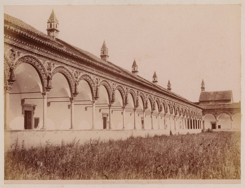 La Certosa di Pavia: Den store gårdsplads (s/h-foto) af Alfredo Noack