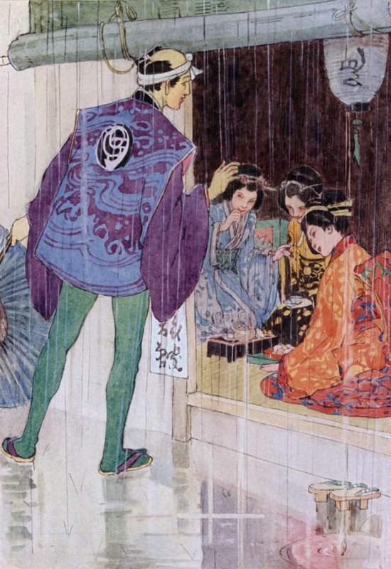 Illustration til The Story of The Mikado (farve litho) af Alice Bolingbroke (after) Woodward