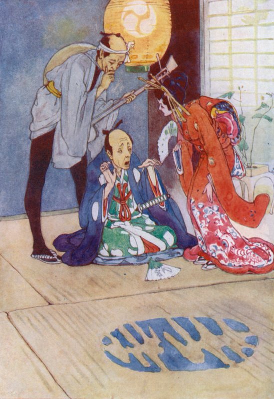 Illustration til The Story of The Mikado (farve litho) af Alice Bolingbroke (after) Woodward