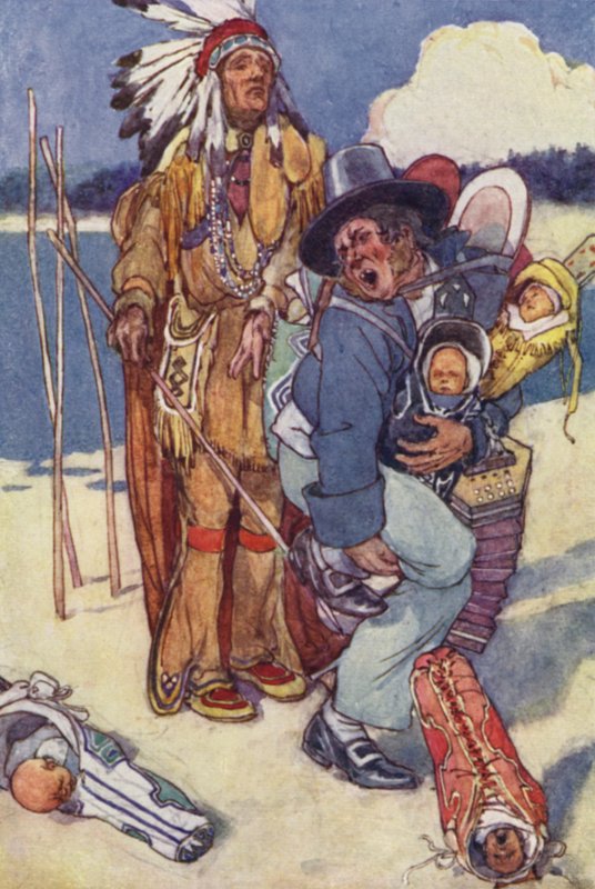 Sygeplejerske til Papooses! (farve litho) af Alice Bolingbroke (after) Woodward