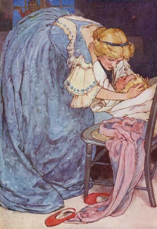 Sov, smukke skat, græd ikke! (farve litho) af Alice Bolingbroke (after) Woodward