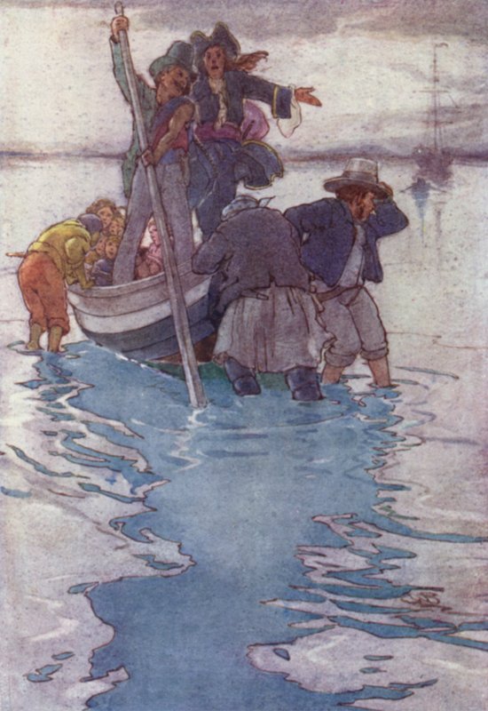 Transporteret til piratskibet (farve litho) af Alice Bolingbroke (after) Woodward