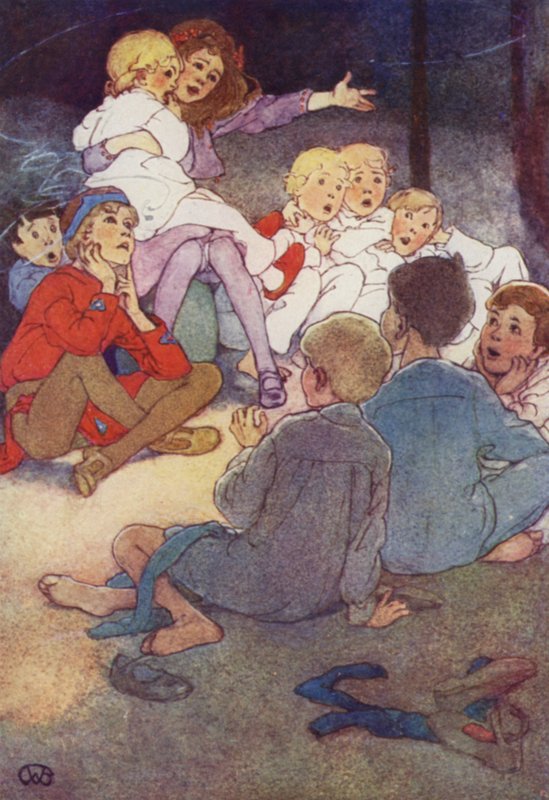 Wendy fortalte sin historie (farve litho) af Alice Bolingbroke (after) Woodward