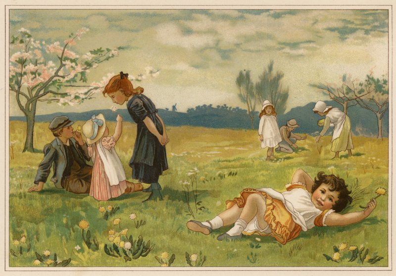 Den indbildske æblegren (chromolitho) af Alice Havers