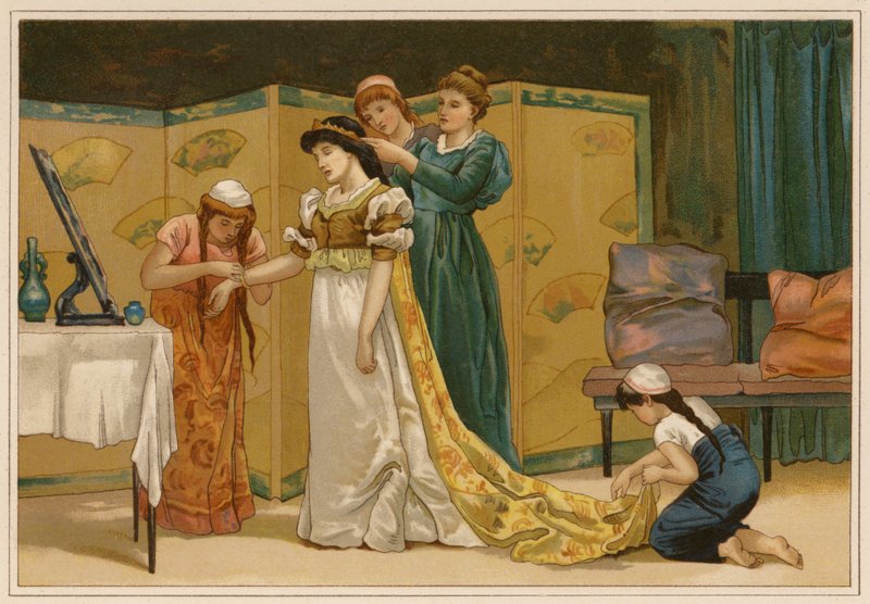 De hvide svaner (chromolitho) af Alice Havers