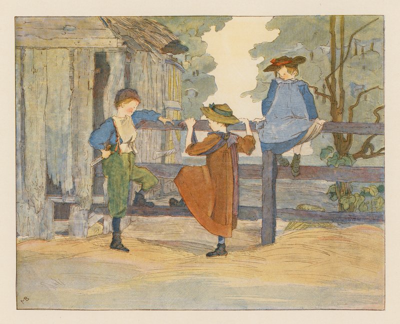 Drenge og piger (farvelitografi) af Alice Maud Beddington