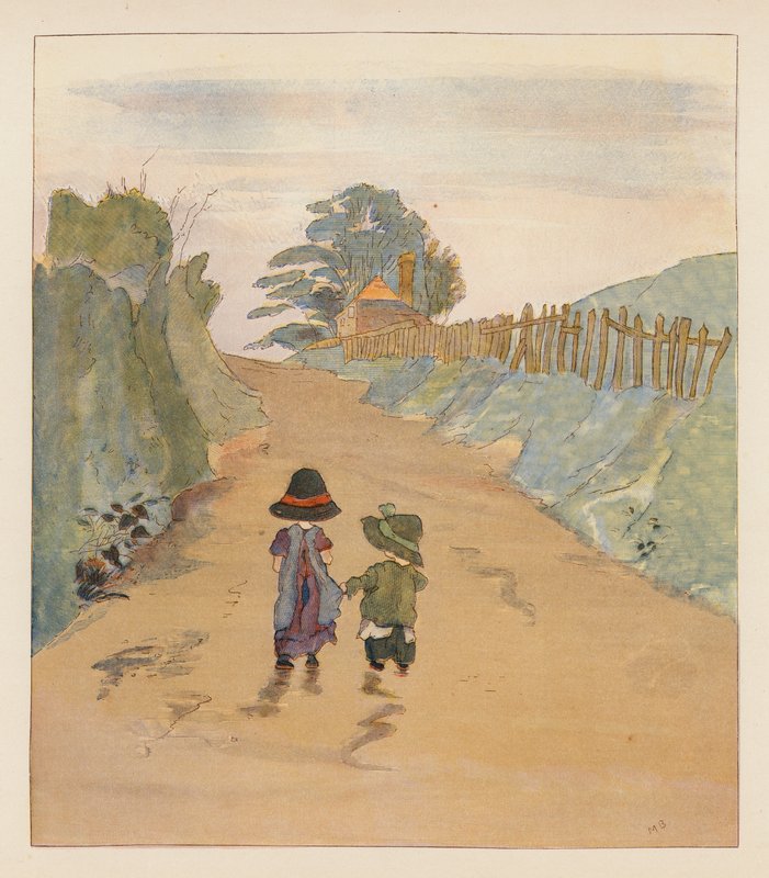 Sigøjnerbørn (farvelitografi) af Alice Maud Beddington