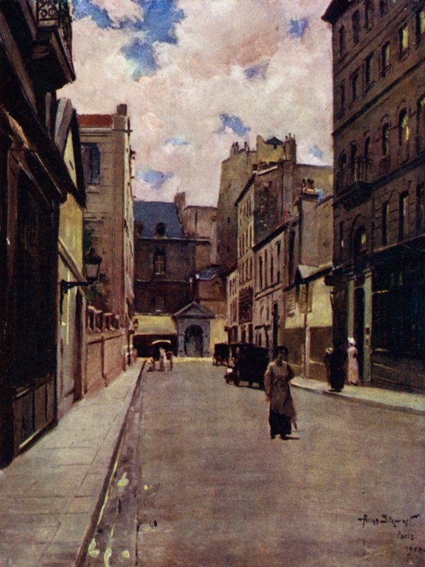 Paris: En gade i det gamle Paris, St. Germain (farve litho) af Allan Stewart