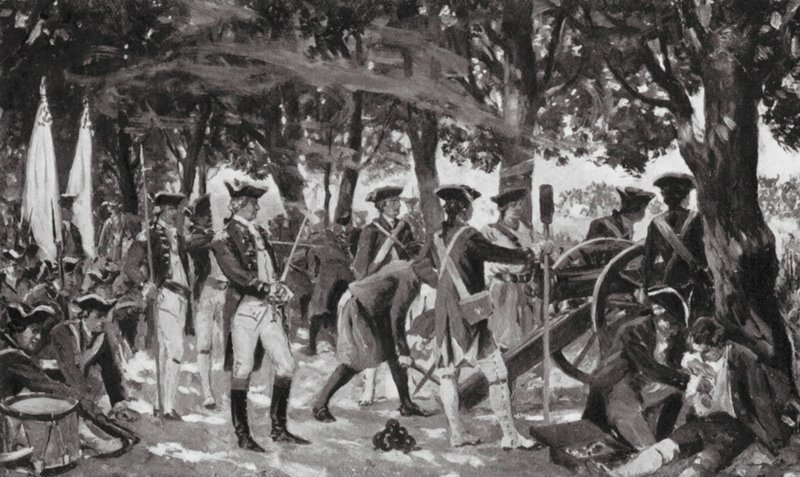 Slaget ved Plassey, 23. juni 1757 (litografi) af Allan Stewart