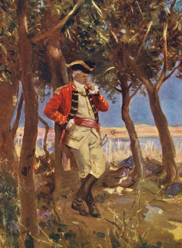 At kæmpe eller ikke at kæmpe, Clives ensomme overvejelser før slaget ved Plassey (farvelitografi) af Allan Stewart