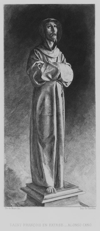 Sankt Frans af Assisi i ekstase (litho) af Alonso Cano