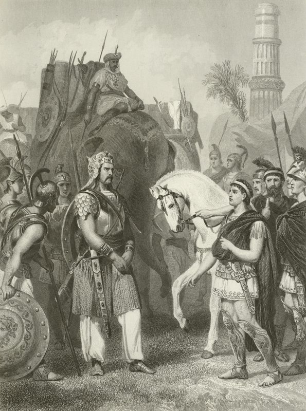 Overgivelse af Porus til kejser Alexander, 326 f.Kr af Alonzo Chappel