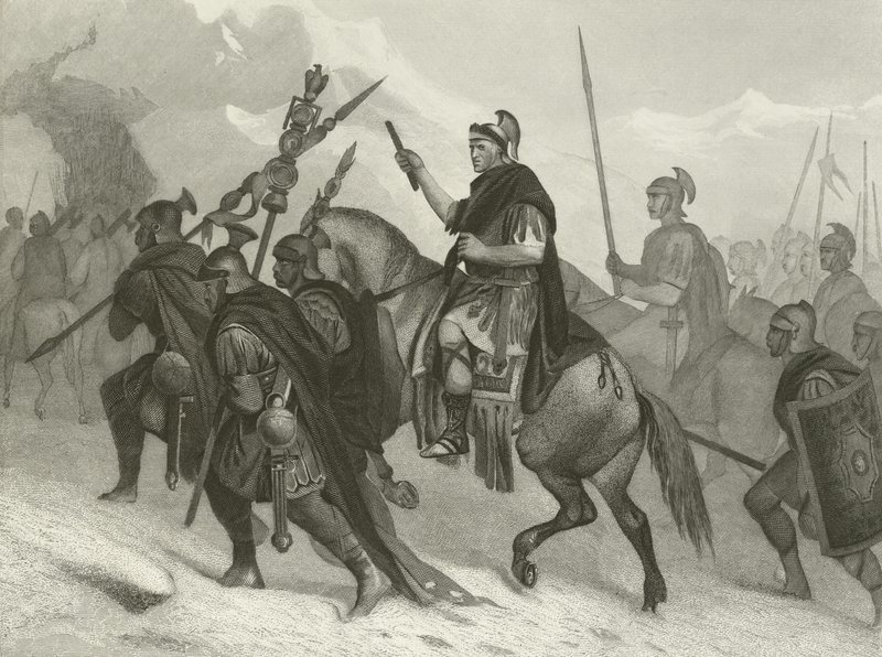 Hannibal og hans hær krydser Alperne, 218 f.Kr af Alonzo Chappel