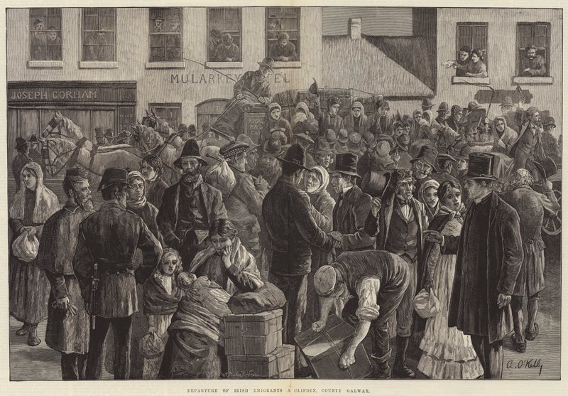 Irske emigranters afgang i Clifden, Galway amt af Aloysius O