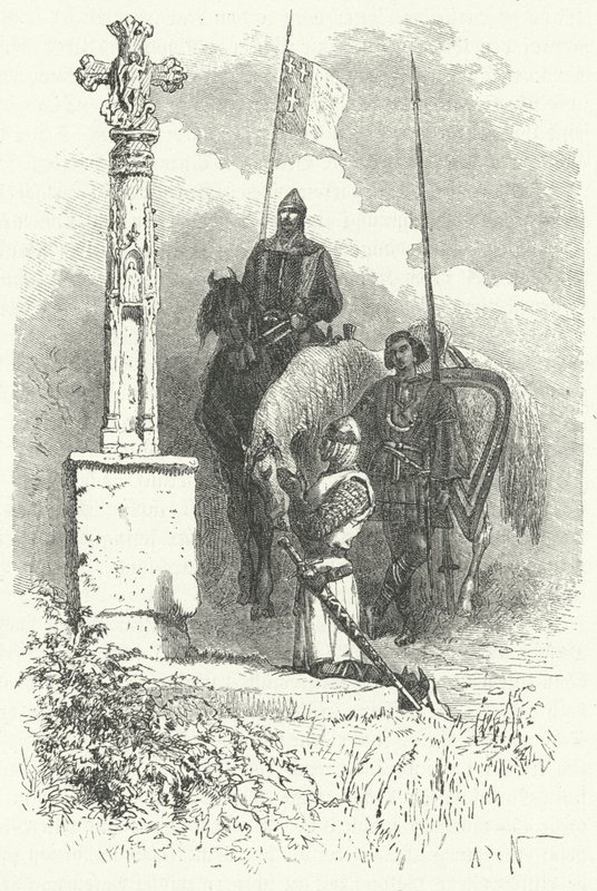 Ferdinand I af Leon beder foran et kors af Alphonse Marie de (after) Neuville