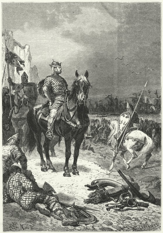 Landgang af Robert Guiscards normanniske flåde på Sicilien af Alphonse Marie de (after) Neuville