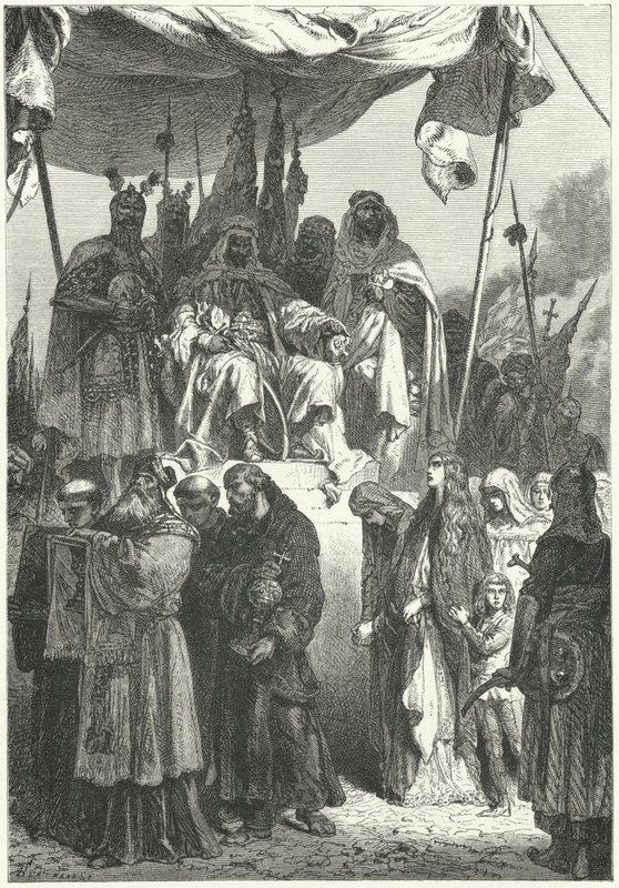 Saladin ser fangne kristne komme forbi efter hans erobring af Jerusalem af Alphonse Marie de (after) Neuville