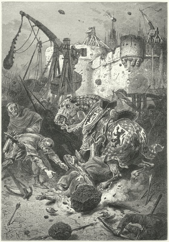 Simon de Montforts død ved belejringen af Toulouse af Alphonse Marie de (after) Neuville
