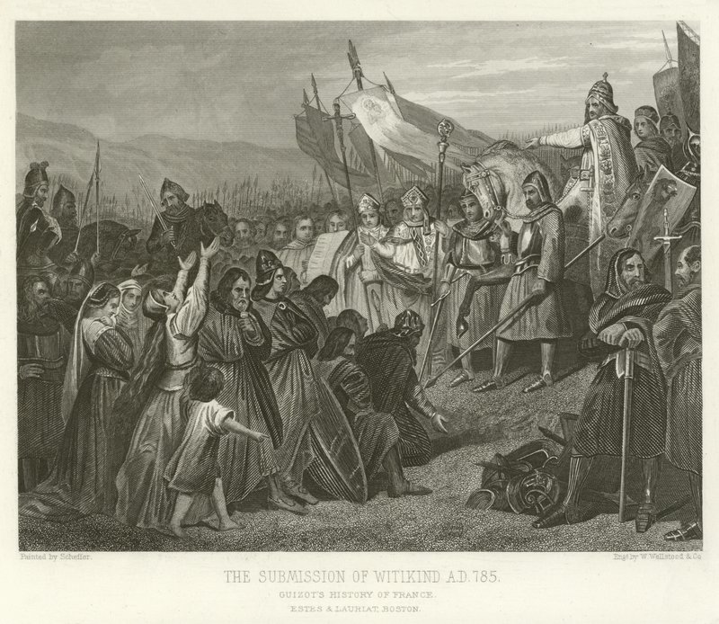 The Submission of Witikind, AD 785 af Alphonse Marie de Neuville