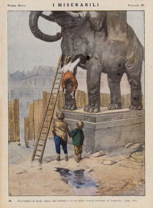 Illustration til Les Miserables af Victor Hugo (farvelitografi) af Ambrogio Lombardi