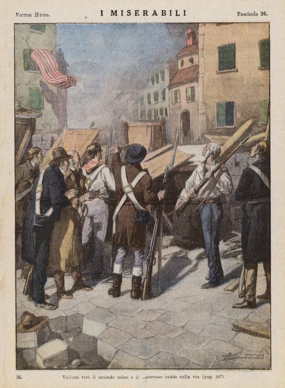 Illustration til Les Miserables af Victor Hugo (farvelitografi) af Ambrogio Lombardi