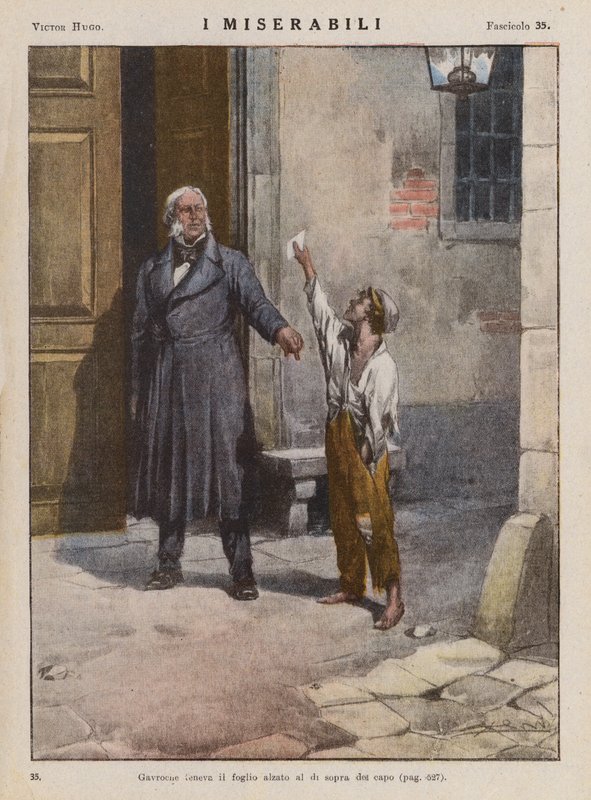 Illustration til Les Miserables af Victor Hugo (farvelitografi) af Ambrogio Lombardi