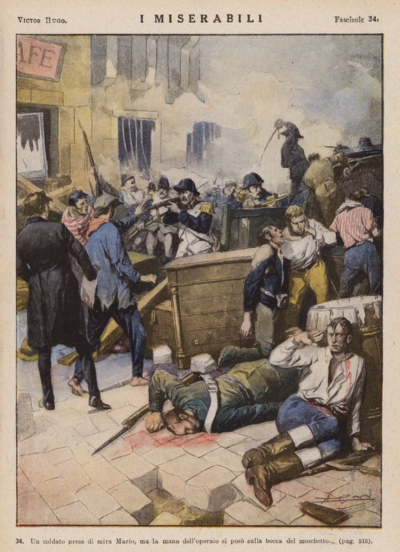 Illustration til Les Miserables af Victor Hugo (farvelitografi) af Ambrogio Lombardi